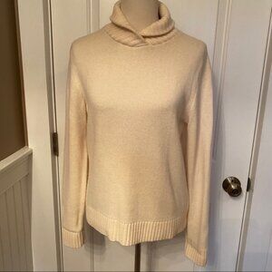 LAUREN RALPH LAUREN SWEATER SHAWL COLLAR CREAM LONG SLEEVE Size L